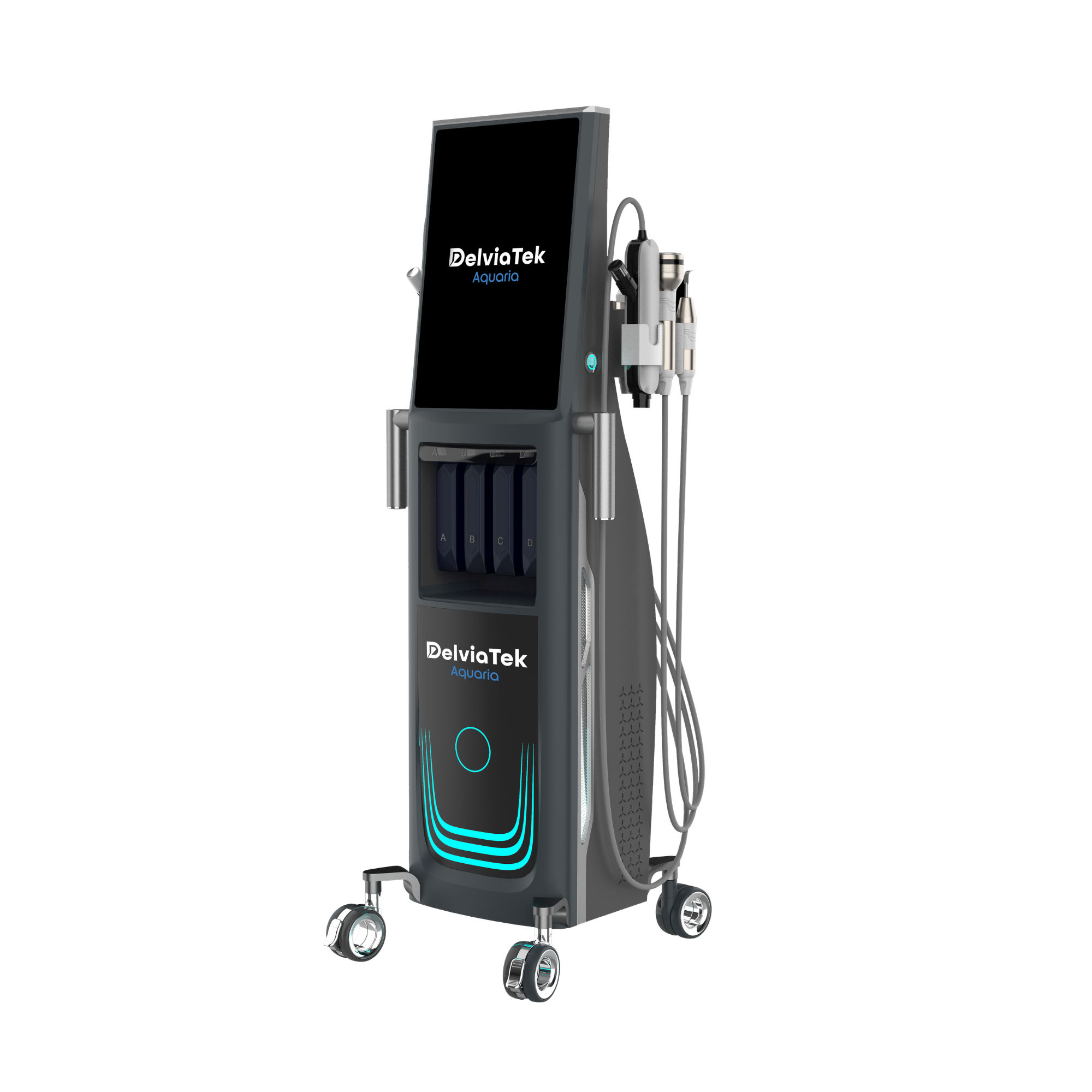 DelviaTek Aquaria – specificații tehnice: putere 500W, RF 0.2-0.5MHz, vacuum 96KPa, Skin Analyzer 28MP