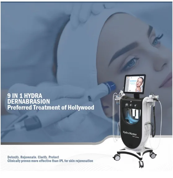 Combina Facială HydraMaster 9 în 1 – hidrodermabraziune cu oxigen, BIO-Lift și drenaj limfatic facial profesional