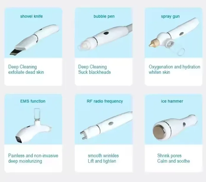 Combina Facială HydroComb 6 în 1 – radiofrecvență diode, EMS NANO și cavitație ultrasonică pentru fermitate și curățare facială